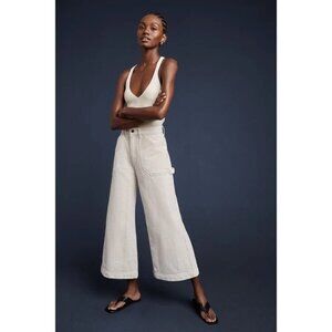 Goop G. Label Juan Paul Workwear Women's Carpenter Pants Culottes 24 Ivory Luxe